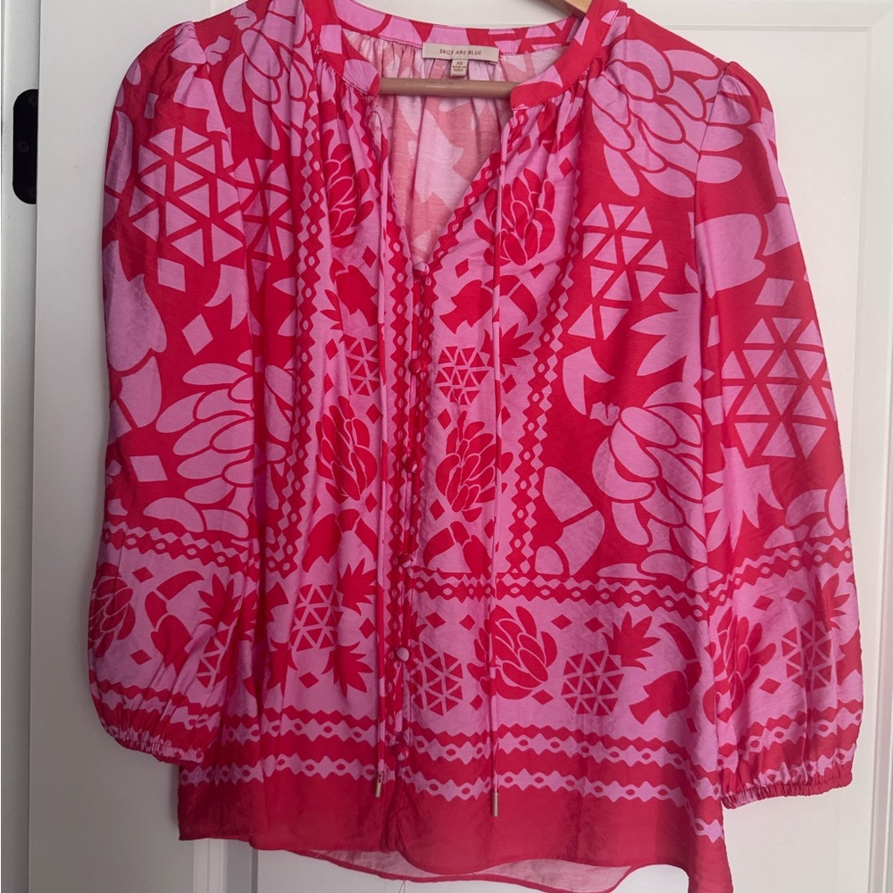 Pink Geometric Patterned Women's Top